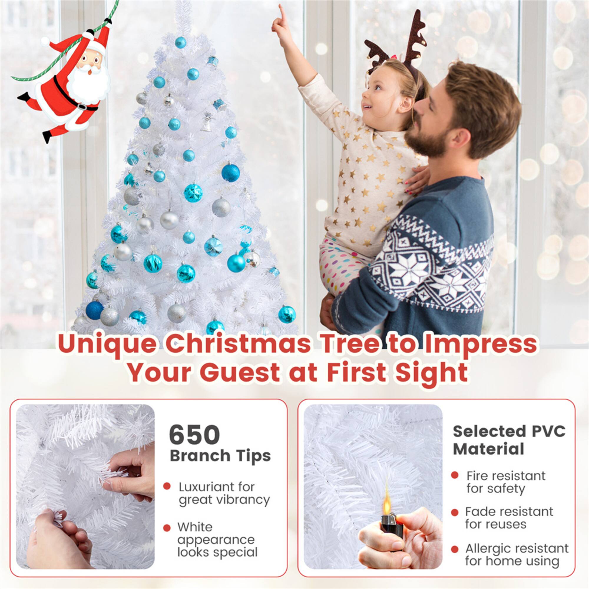 Costway 6ft. Unlit White Pine Artificial Christmas Tree